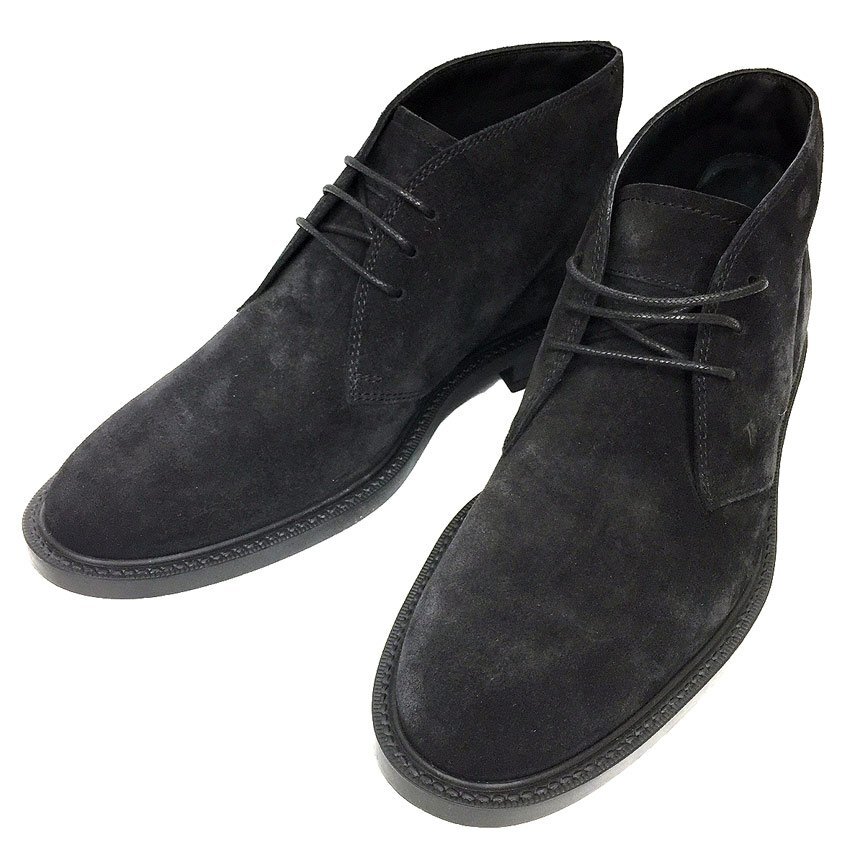 TOD’S トッズ スエード ショートブーツ チャッカブーツ メンズ 5Aサイズ ブラック 黒 未使用 新古品 aq11016拍卖