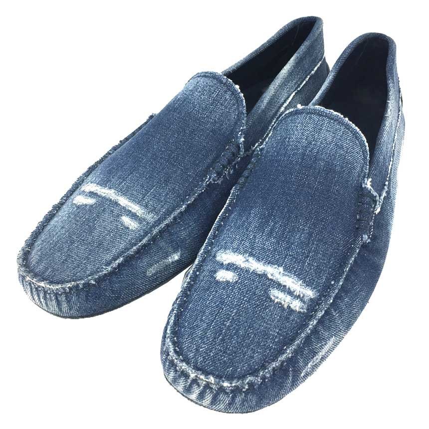 TOD’S トッズ デニム ドライビングシューズ ブルー 日本サイズ30cm メンズ #11 未使用 新古品 箱付 イタリア製 大きなサイズ aq10305拍卖