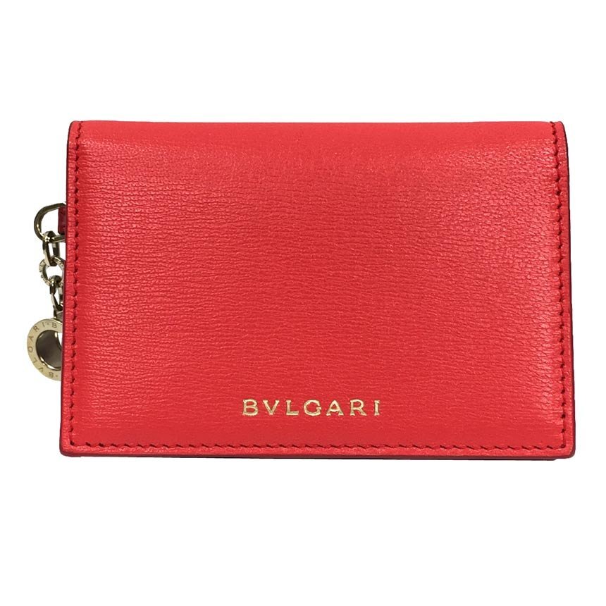 BVLGARI ブルガリ カードケース ビーゼロワン 288237 レザー レッド×オレンジレッド aq7203拍卖