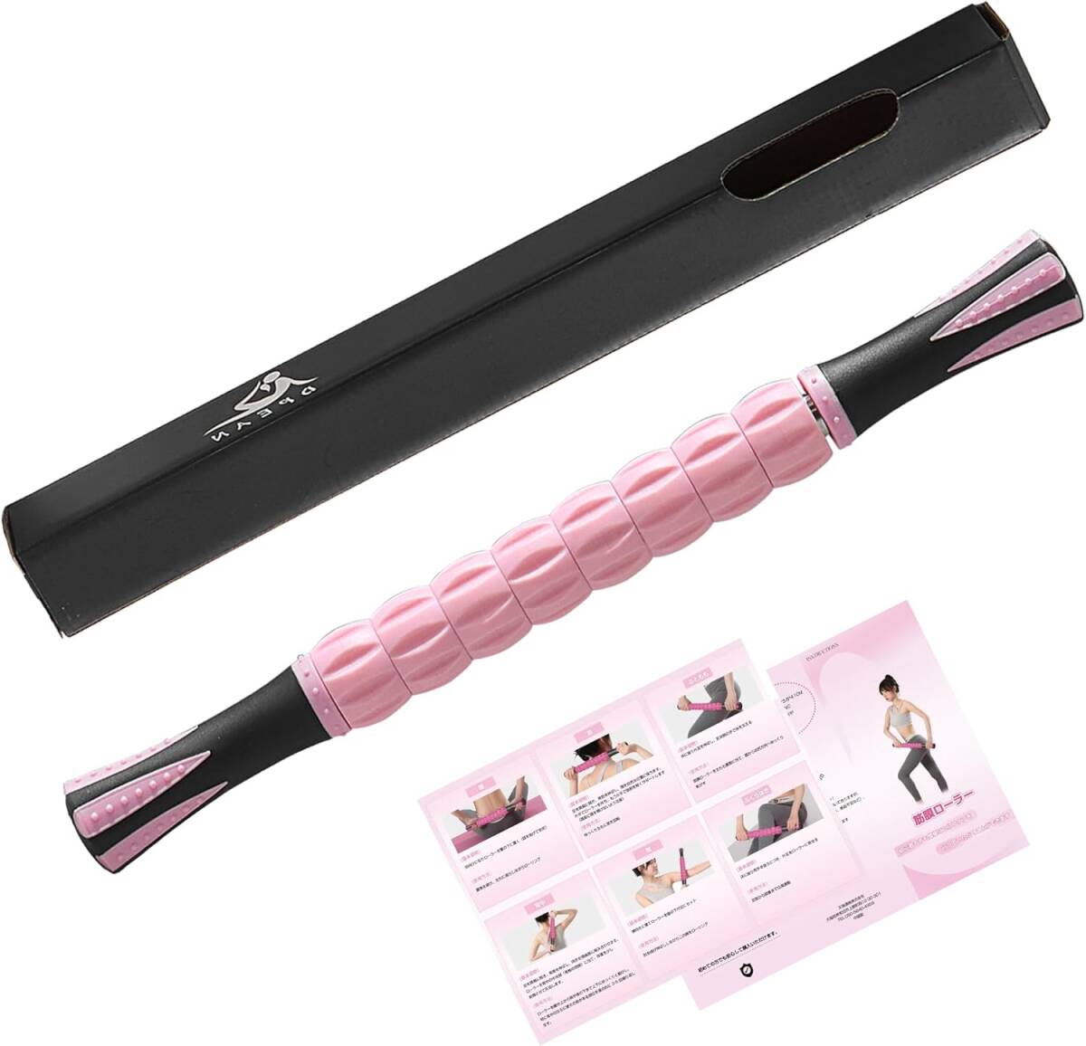 筋膜ローラー マッサージローラー フォームローラー マッサージスティック (イトピンク)拍卖