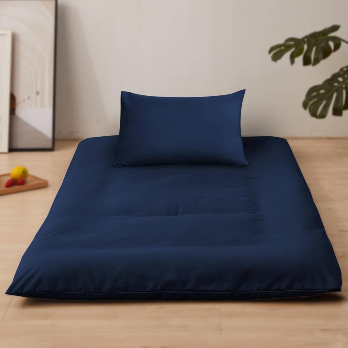 敷き布団カバー ワンタッチシーツ シングル 敷き布団/マットレス対応 強化ゴム付き(105X215cm・ ネイビー)拍卖