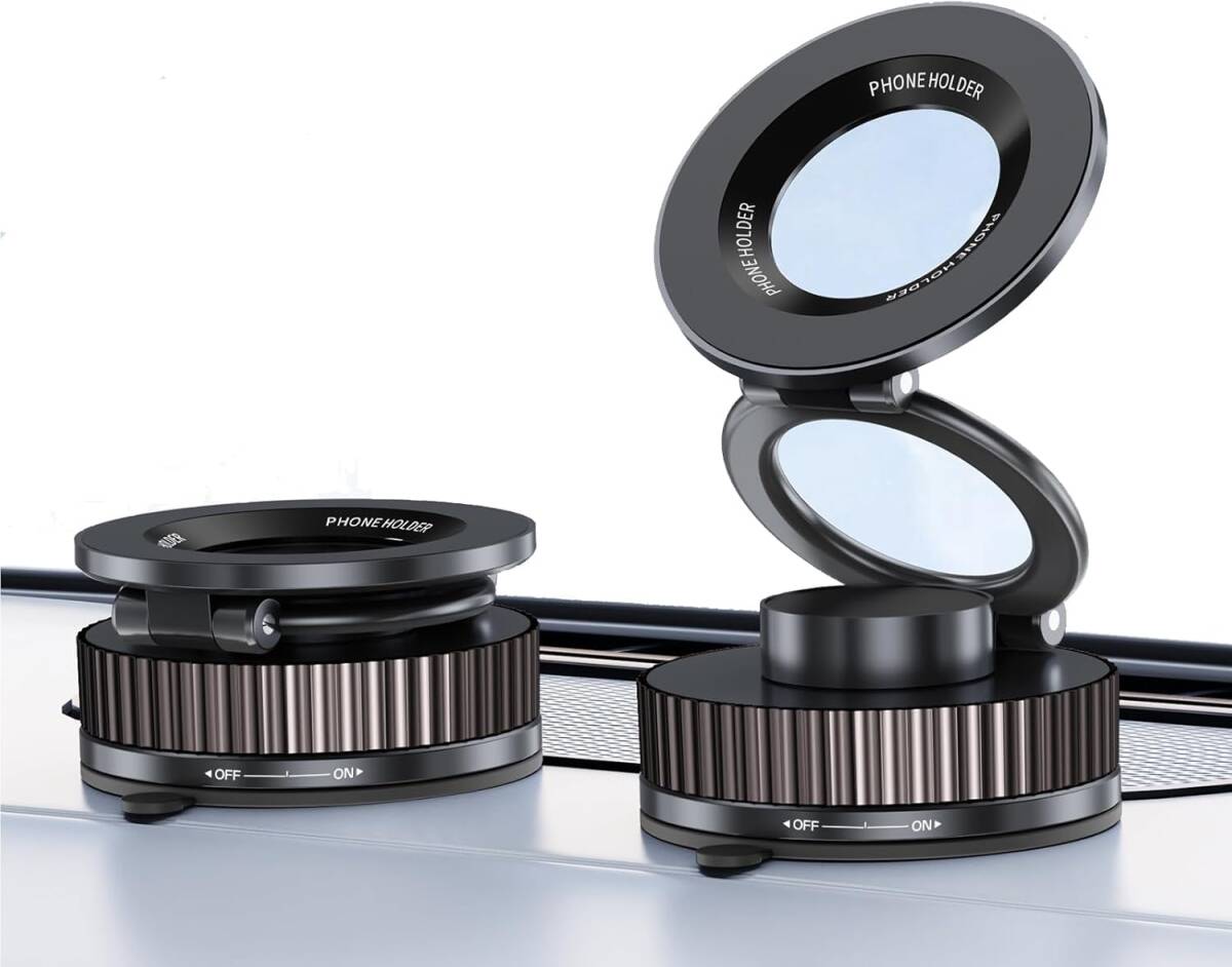 車載スマホホルダー マグネット 【超強磁力】強粘着ゲル吸盤 360度回転 全機種対応 日本語説明書付き (ブラック)拍卖