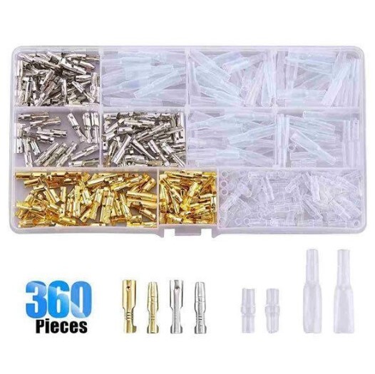 【360個セット】ギボシ端子 絶縁スリーブ カバー付き オス メス セット 配線接続 汎用 防水 自動車 バイク 修理 加工 弾丸コネクター拍卖