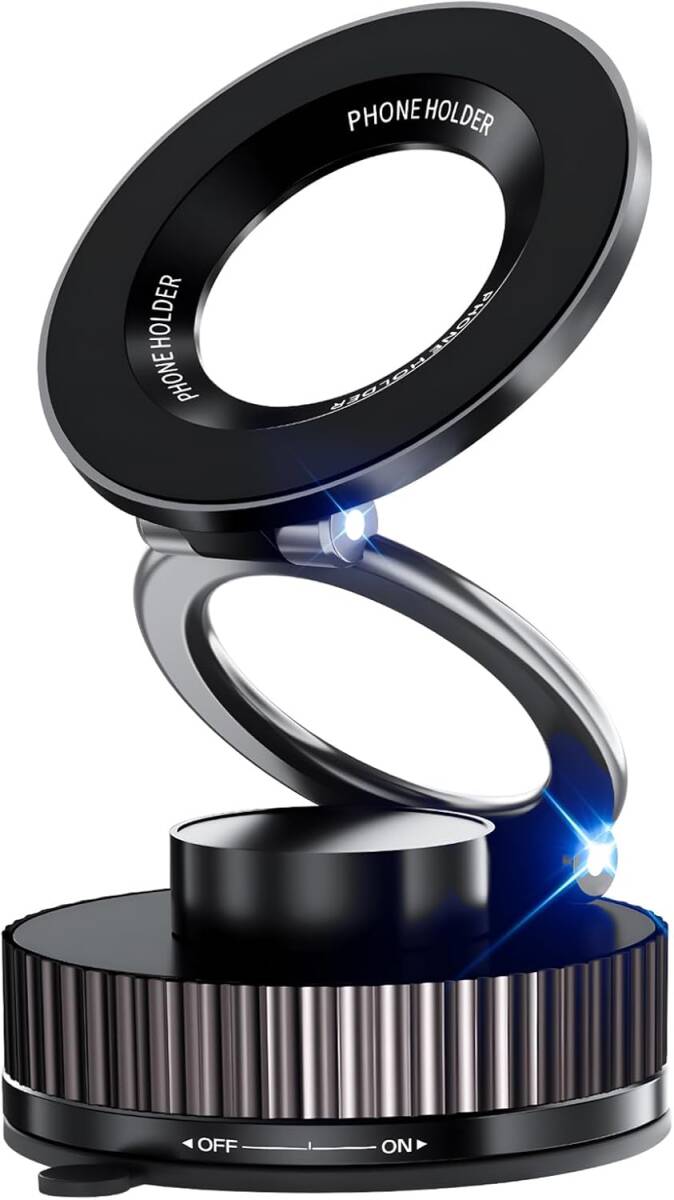 車載スマホホルダー マグネット【超強磁力】360度回転 取り付け簡単 全機種対応 日本語説明書付き (ブラックグレー)拍卖