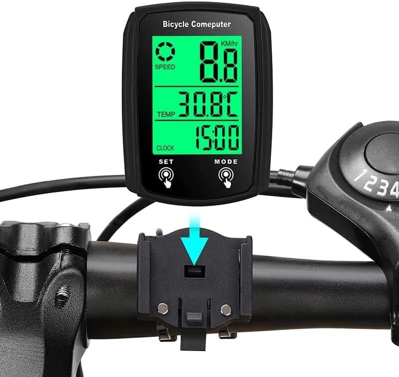 サイクルコンピュータ スピードメーター 自転車 有線 バックライト付き 速度メーター 多機能 大画面表示(色:ブラック)拍卖