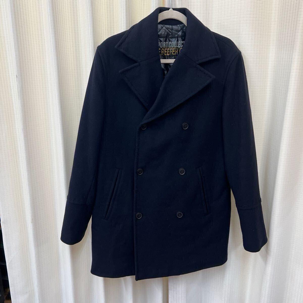 REPORT COLLECTION the reefer coat 100% wool melton 中綿Pコート キルティングコート ネイビーブラック メンズM拍卖