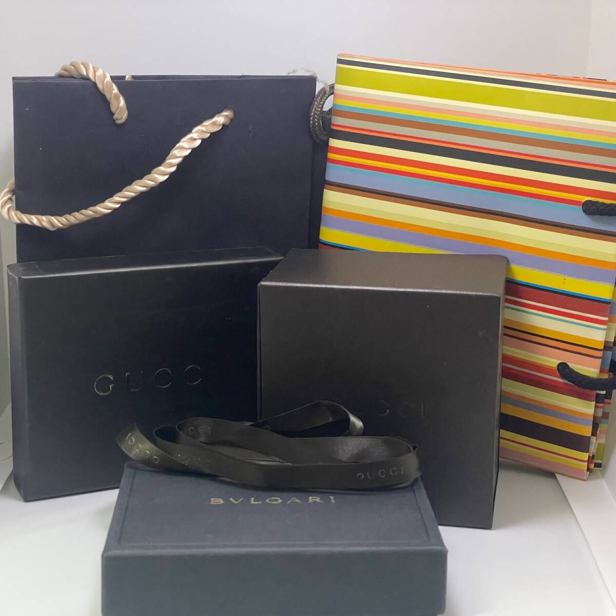 中古品 空箱 紙袋 グッチ ブルガリ ポールスミス リボン拍卖