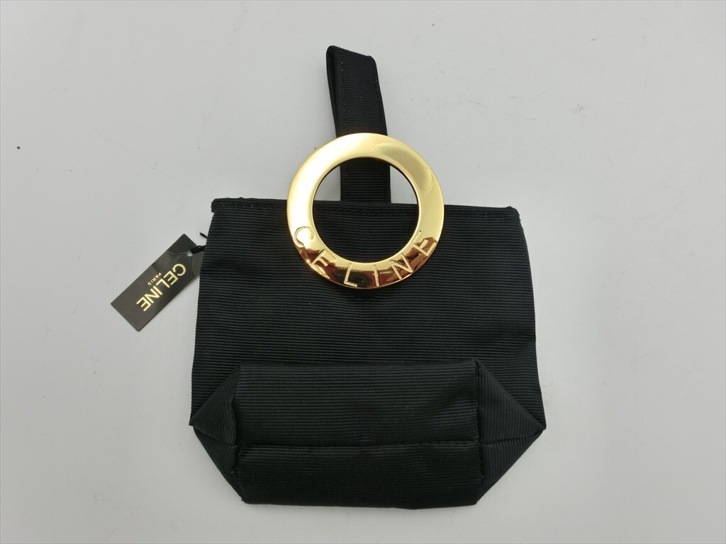 【MN17-99】【60サイズ】▲セリーヌ/サークルロゴポーチ バッグ/レディース/ブラック系/ファッション小物/タグ付拍卖