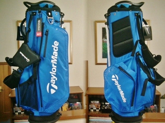 未使用 テーラーメイド アスリート向け ラウンド取っ手付 合繊素材 希少カラー ブルー青白 スタンドバッグ拍卖
