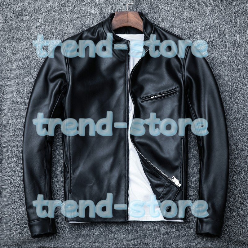 秋冬新作 シープスキン スタンドカラー シングルライダース レザージャケット ブラック イタリアンレザー ラム 羊革 S~4XL拍卖