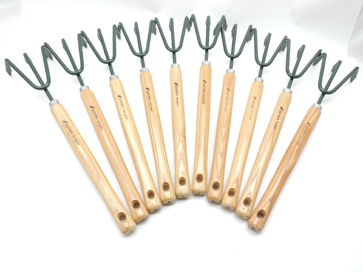 日本製 ガーデンヘルパー グリーン 長柄熊手 3本爪 BL-40G 10丁セット JAN 4931999644349 garden helper 草かき土ならし土寄せに拍卖