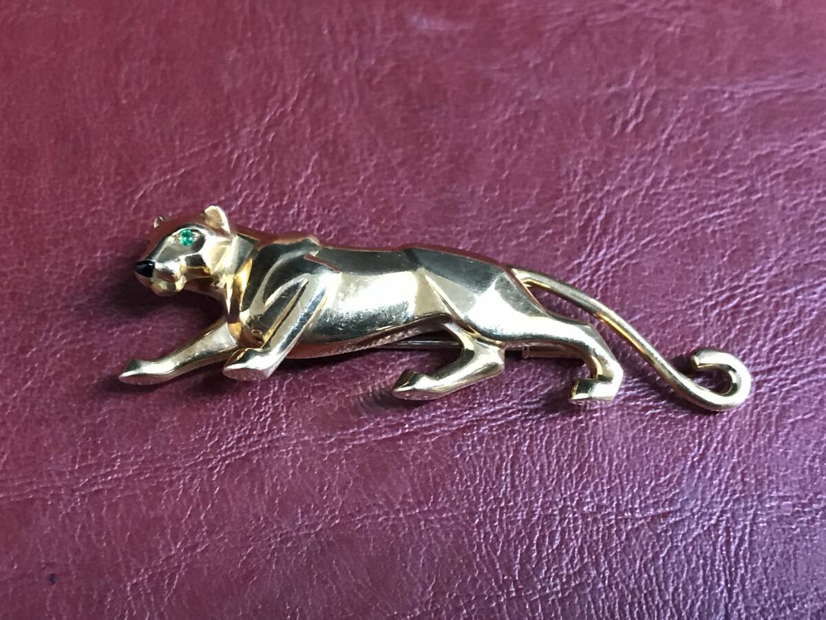 3★現状渡し★Cartier★ブローチ★パンテール★エメラルド★オニキス★750刻印★K18★約19g拍卖
