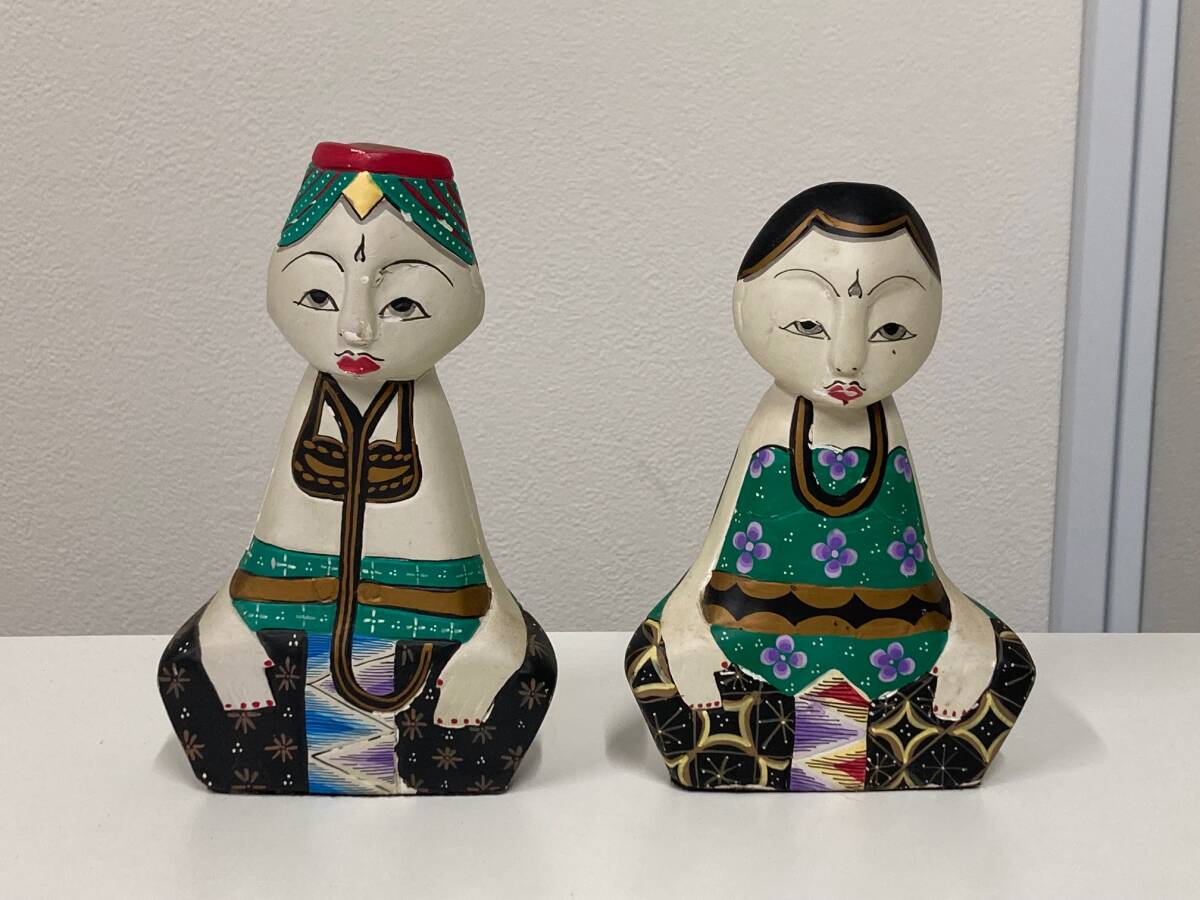 バリ島 インドネシア 木彫り 民族人形 2点■8749拍卖