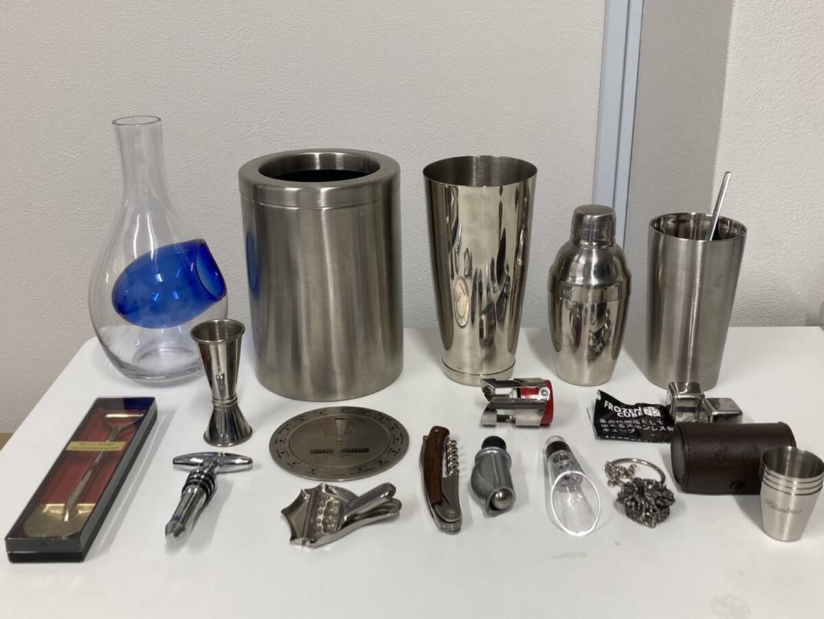 バー用品まとめ カクテルシェイカー/ボトルオープナー/メジャーカップ/ボトルクーラー/ソムリエナイフ/冷酒器/他■7961A拍卖