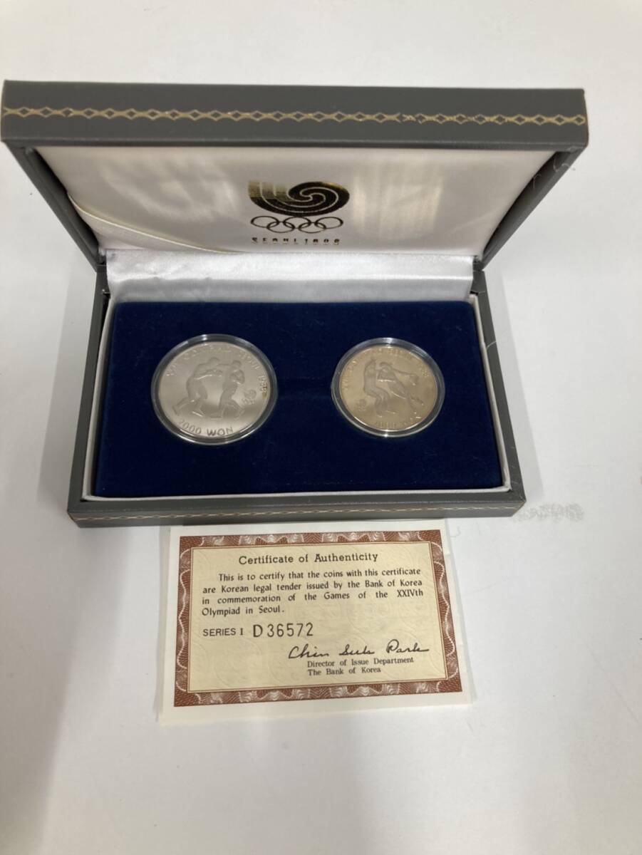 1988年ソウルオリンピック記念コイン 記念硬貨セット 1000W 2000W ★8809拍卖