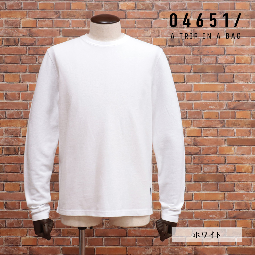 04651/A TRIP IN A BAG/Lサイズ/丸首カットソー 6430.031 PIQUE TEE LS 清涼カノコ 無地 ベーシック 長袖 新品/白/ホワイト/kg165/拍卖