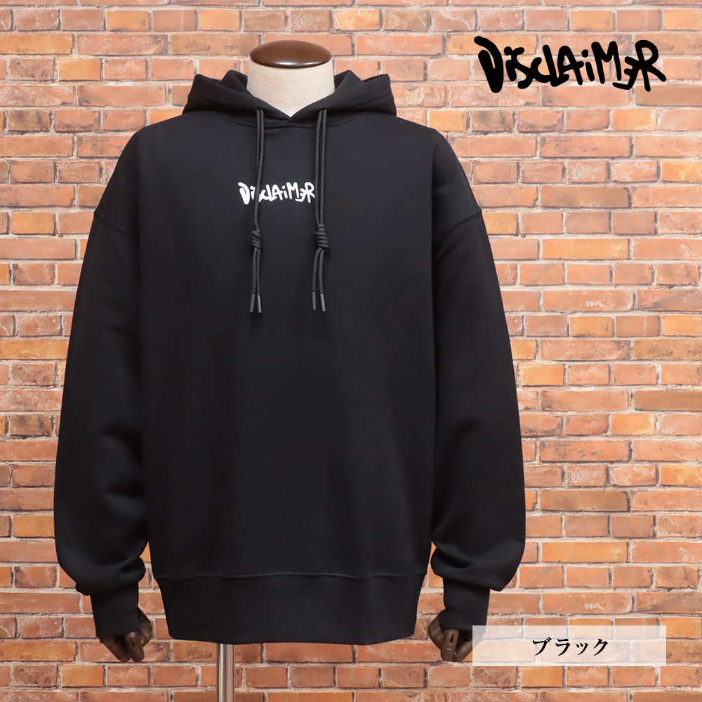 DISCLAIMER/Mサイズ/パーカー フーディー バックロゴ プリント スウェット メンズ ディスクライマー 新品/黒/ブラック/mc244/拍卖