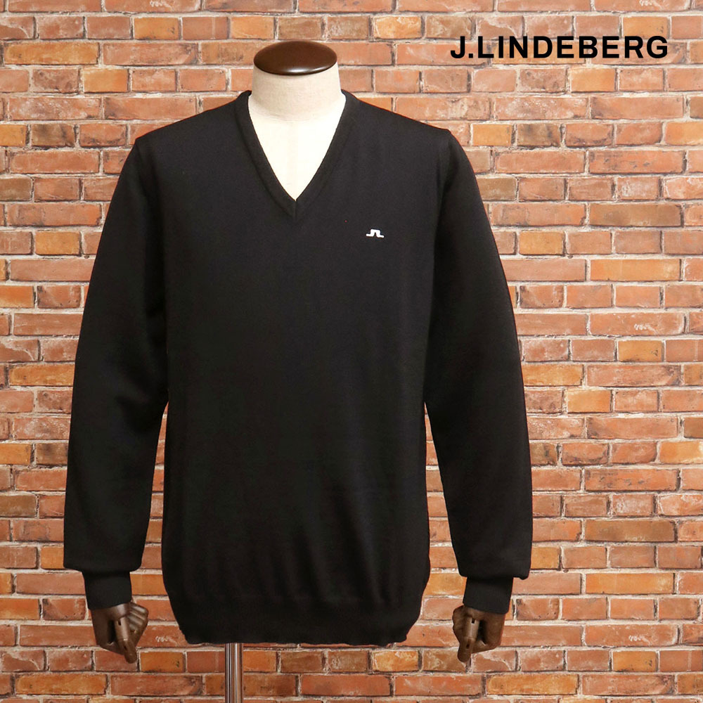1円/秋冬/J.LINDEBERG/50(XL)サイズ/訳 Vネックニット 071-19911 メリノウール セーター ジェイリンドバーグ 新品/黒/ブラック/mc142/拍卖