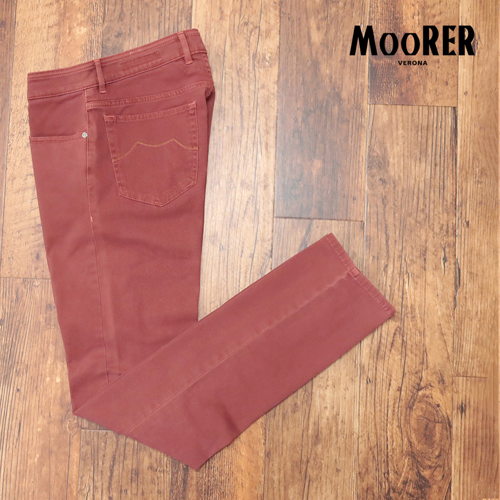 MOORER/33インチ/美脚パンツ ストレッチ快適 ガーメントダイ イタリア製 きれいめ ムーレー 新品/ピンク/md273/拍卖