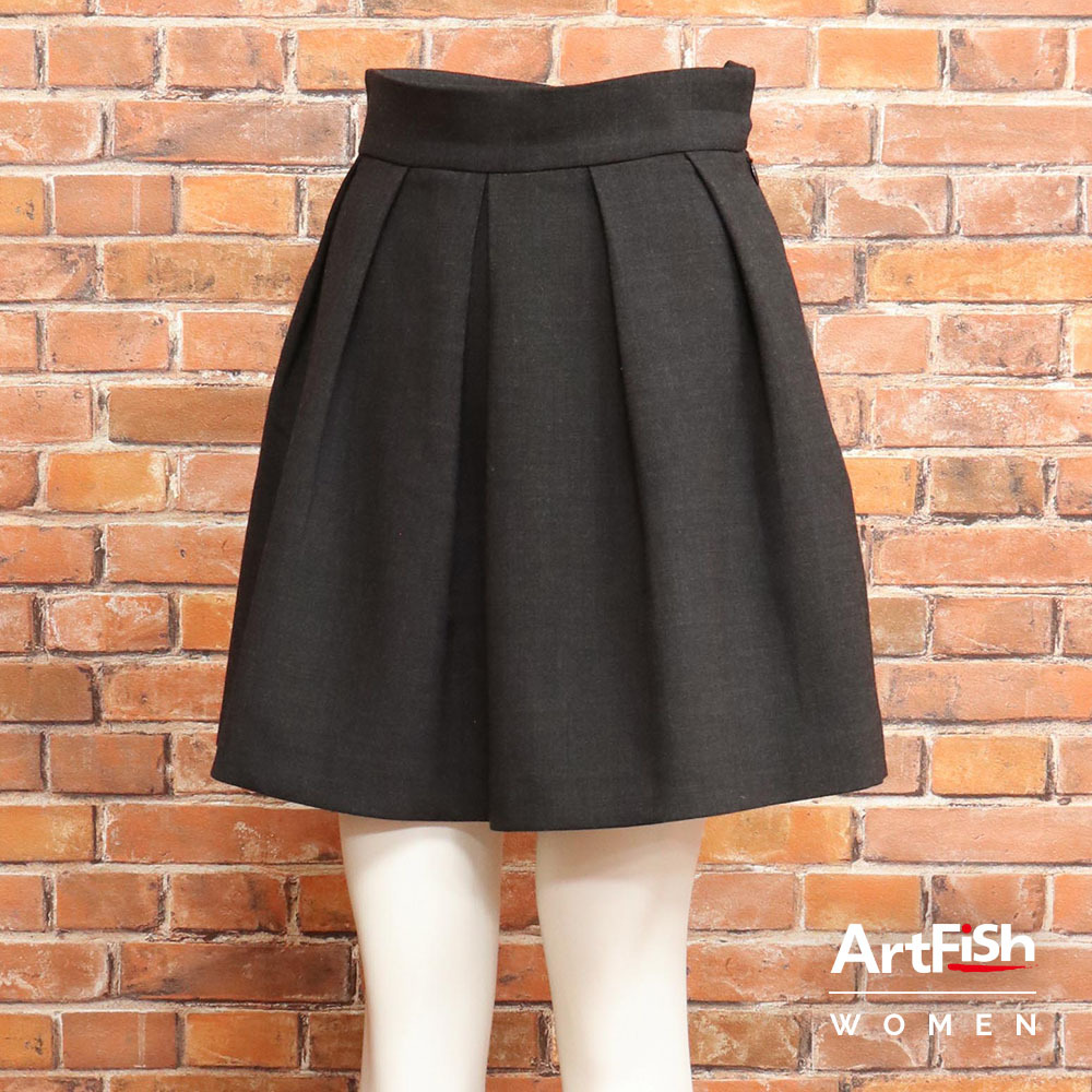 1円/秋冬/INNAMORATO/FR36サイズ/タックフレアスカート ミニ ウールブレンド イナモラート 新品/ダークグレー/mz141/拍卖