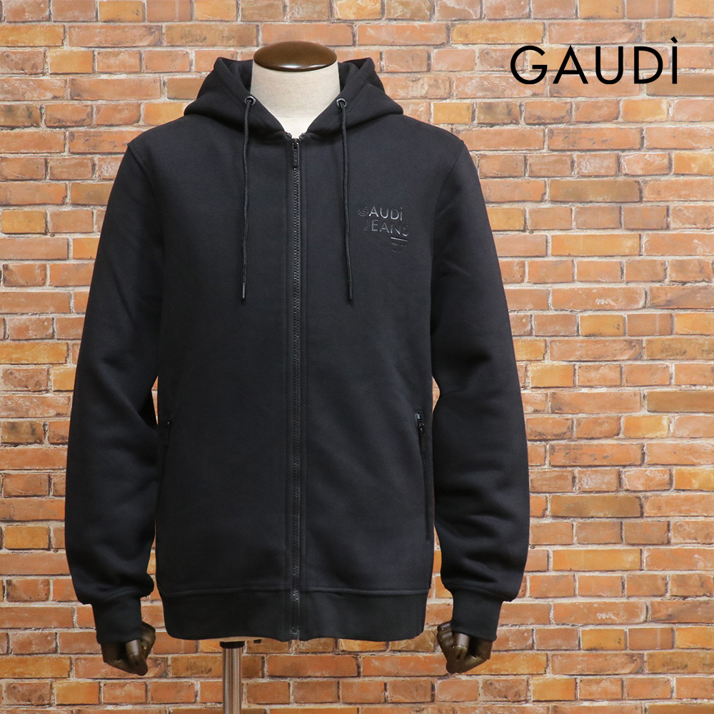 1円/秋冬/GAUDI/Lサイズ/訳 ジップアップ パーカー C421GU64005 あたたか 裏起毛 ロゴ ワンポイント ガウディ 新品/黒/ブラック/md396/拍卖