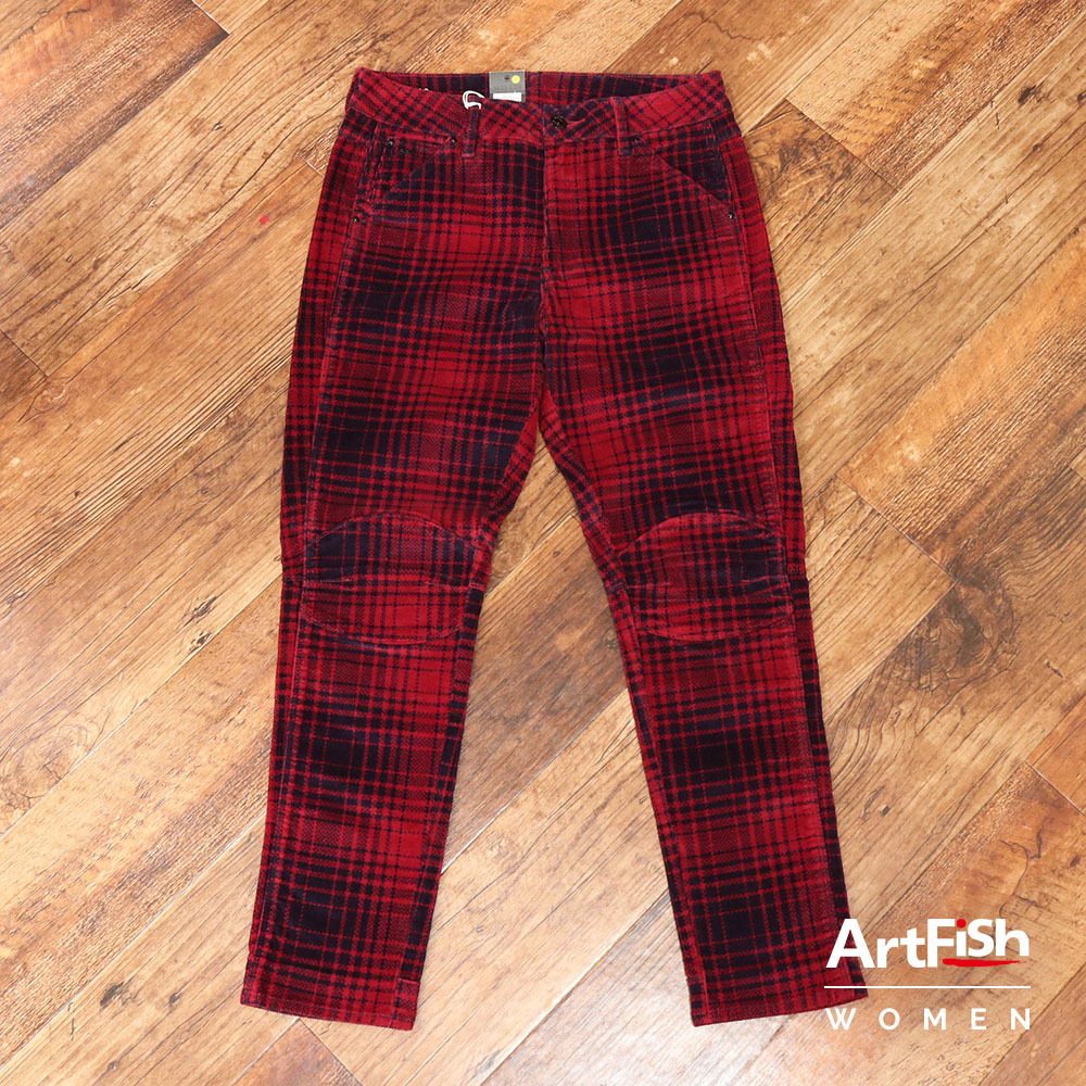1円/秋冬/G-STAR RAW/23インチ/パンツ D11047-A680 テーパード コーデュロイ チェック ジースターロウ 新品/赤/レッド/mz146/拍卖