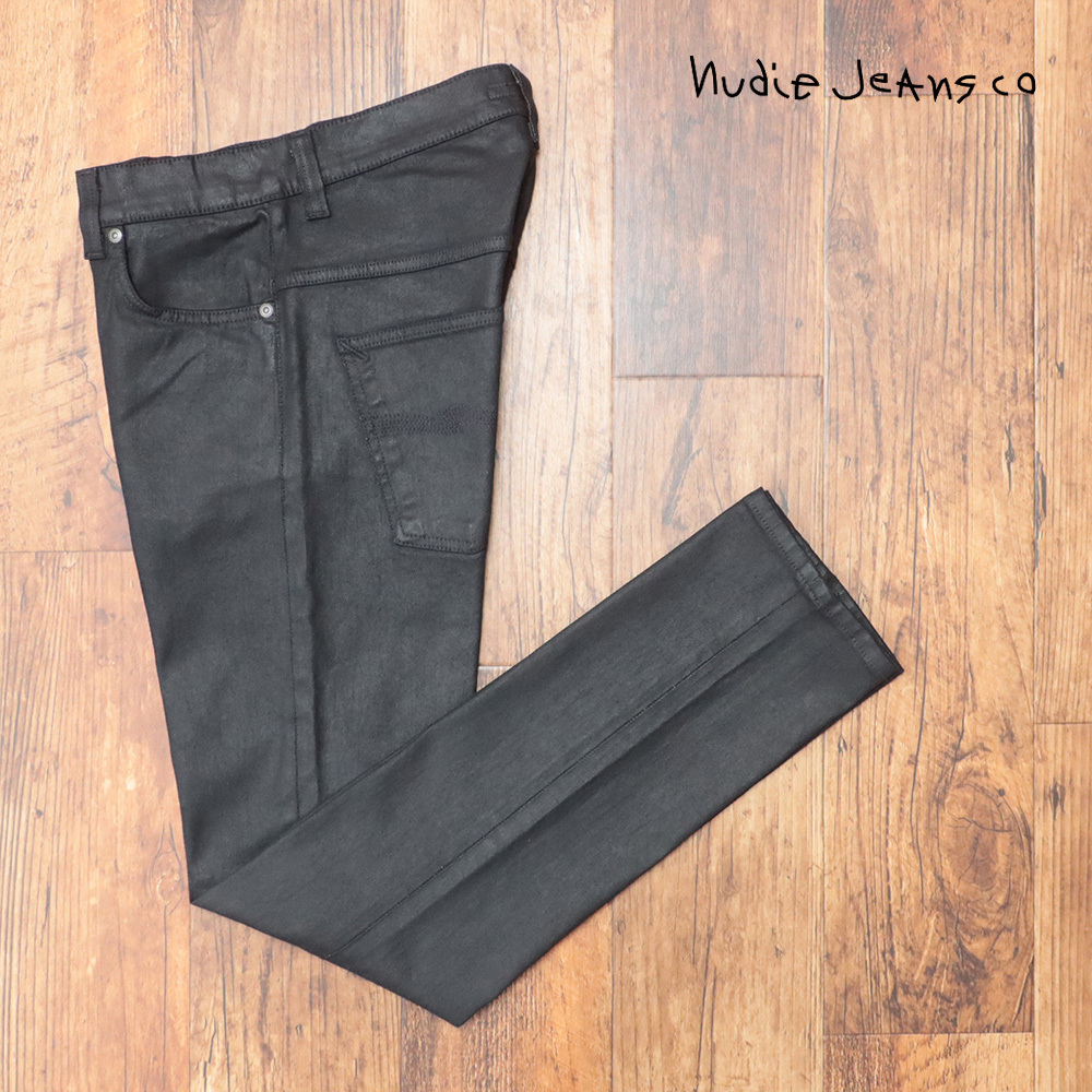 1円/Nudie Jeans/30サイズ/デニムパンツ THIN FINN 111555 BACK 2 BLACK ストレッチ コーティング 無地 美脚 新品/黒/ブラック/kt122/拍卖