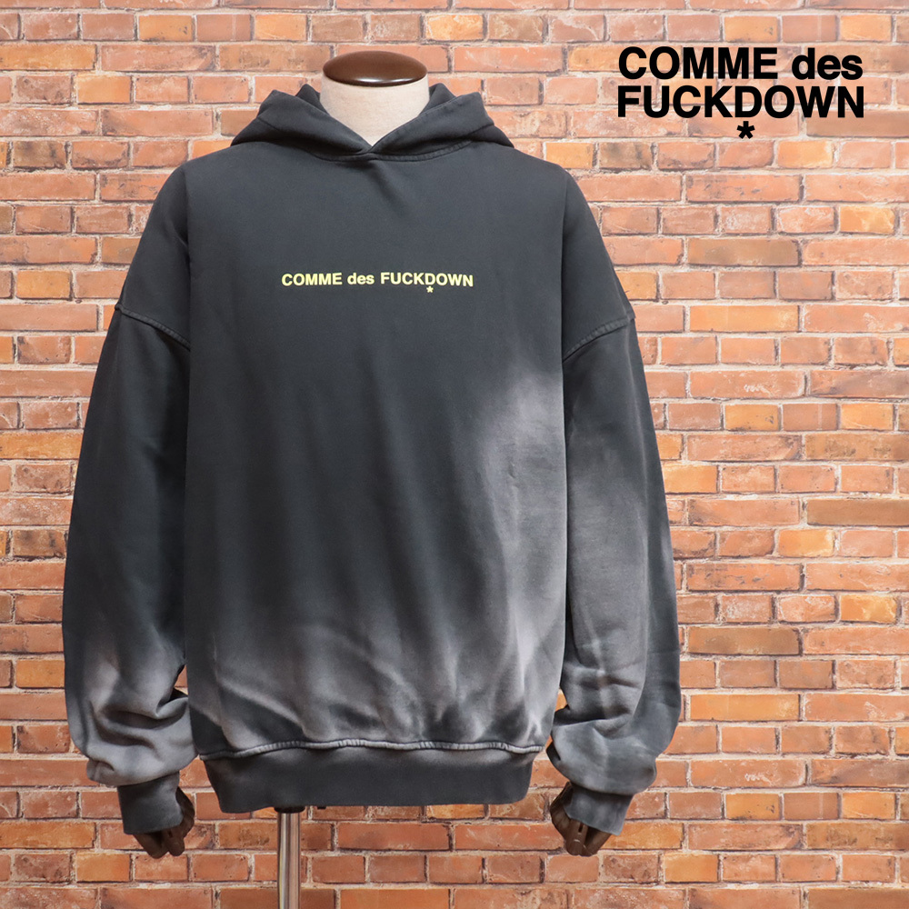 1円/COMME des FUCKDOWN/Lサイズ/パーカー イタリア製 グラデーション ロゴ プルオーバー フーディー 新品/ダークグレー/mc218/拍卖