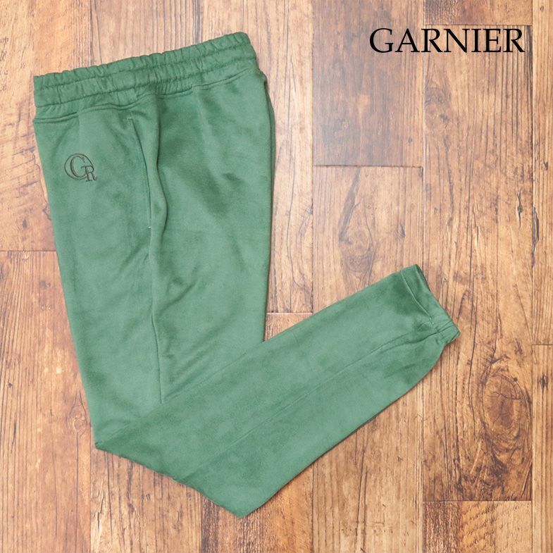 1円/秋冬/GARNIER/Mサイズ/美脚ジョガーパンツ スエード調スウェット快適 ロゴ刺繍 スポーティー 新品/緑/グリーン/ja154/拍卖