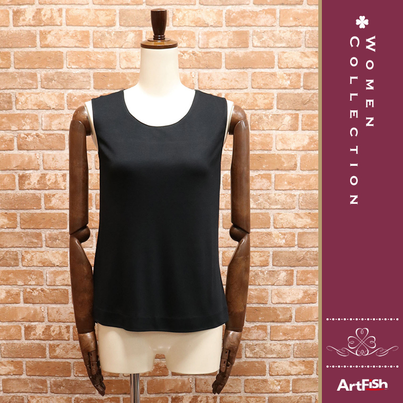 1円/Faconnable/Sサイズ/バックドレープカットソー ノースリーブ ファソナブル インポート 新品/黒/ブラック/me177/拍卖