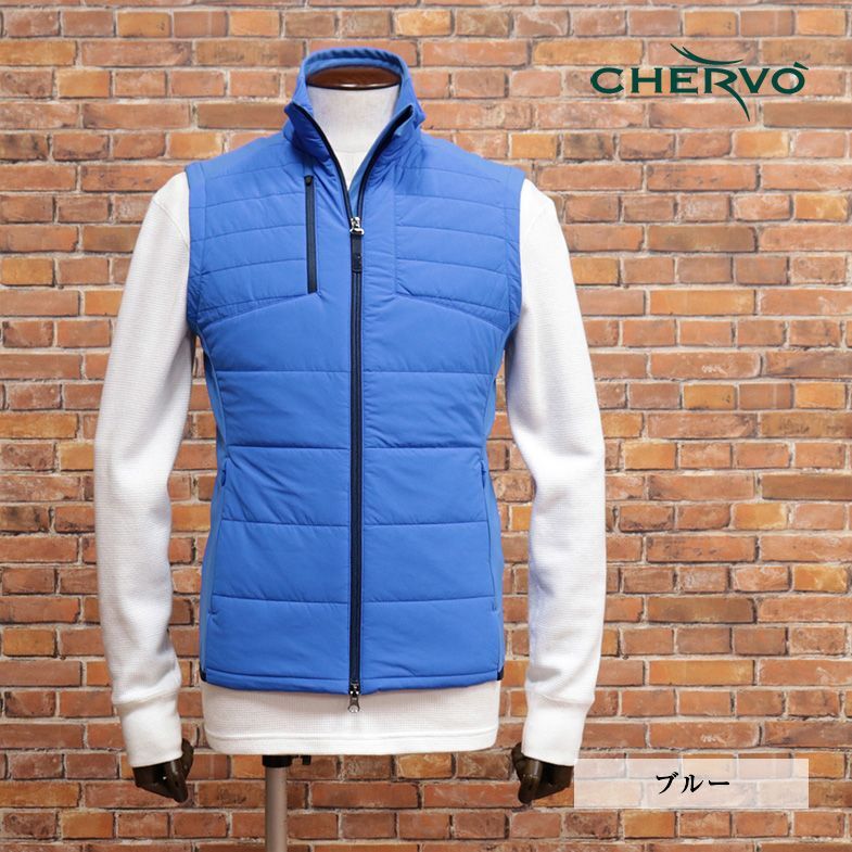 1円/秋冬/CHERVO/46サイズ/中綿ベスト 撥水 防風 透湿 保温 ストレッチ 無地 シンプル チョッキ ゴルフ 新品/青/ブルー/jd183/拍卖
