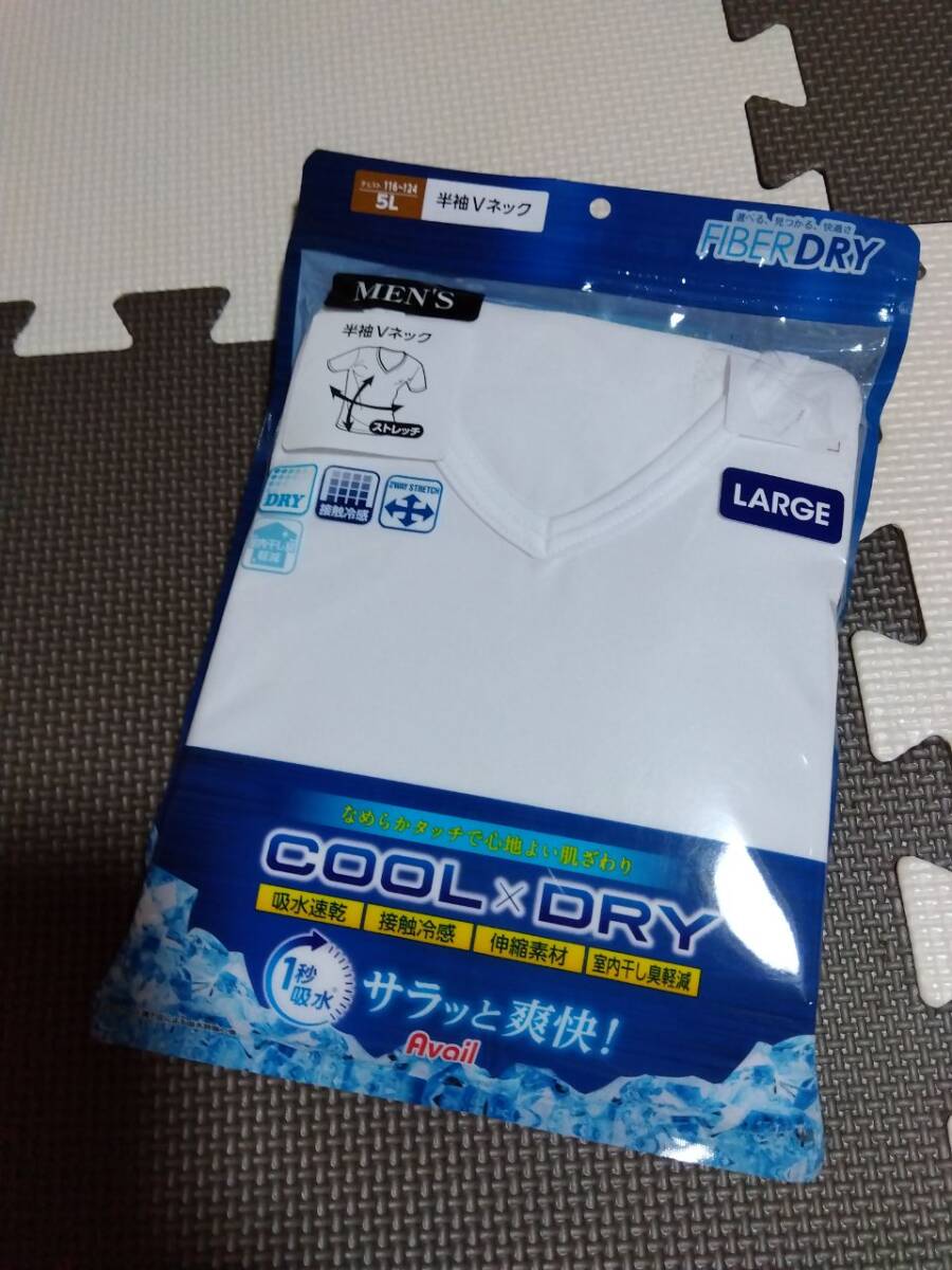 5L/新品/アベイル/メンズ VネックTシャツ Avail FIBERDRY インナーウエア 大きいサイズ 春夏 拍卖