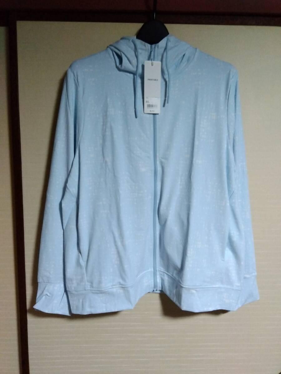 XXL/新品/UNIQLO ユニクロ エアリズム/レディース 総柄 フルジップパーカー 長袖パーカー 3L UVカット 大きいサイズ 春夏拍卖