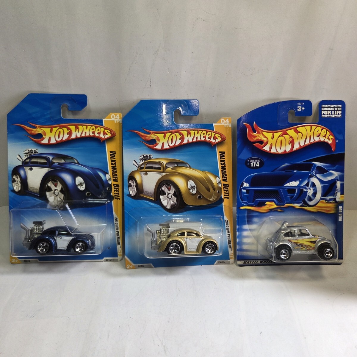 Hot wheels「BAJA BUG」「VW Beetle 紺色」「VW Beetle ゴールド色」 3台セット 新品未使用 A724拍卖