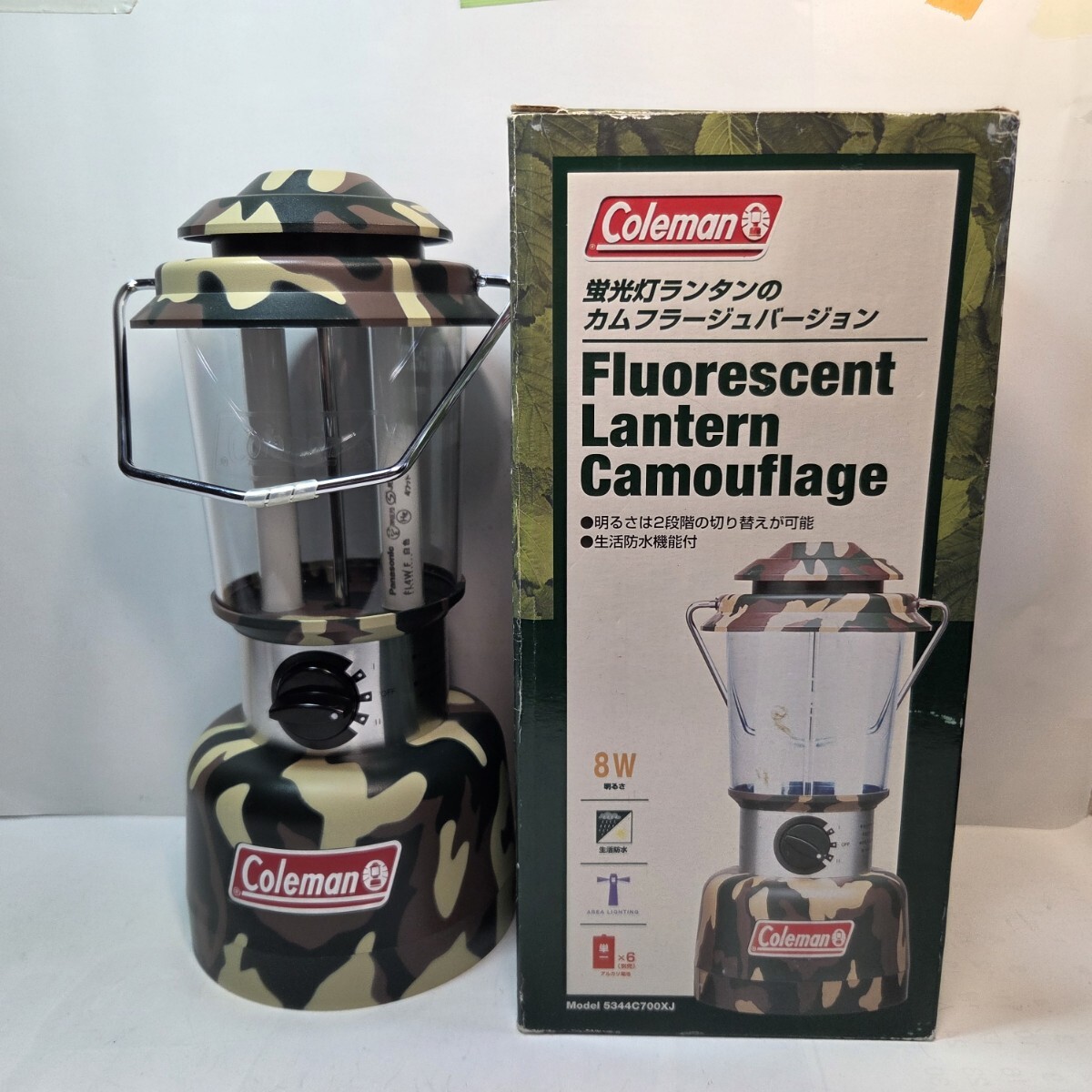 Coleman コールマン 「Fluorescent Lantern Camouflage 蛍光灯ランタンカモフラージュ柄 電池式」中古 程度上 キャンプ アウトドア A765拍卖