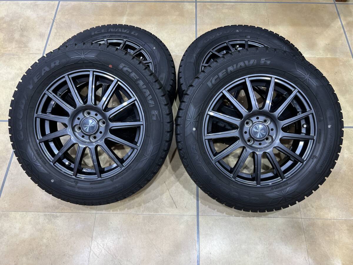 ■GOODYEAR VELVA アルミホイール スタッドレスタイヤ 4本セット 195/65R16 2019年 4穴 PCD100 iCE NAVI6 ライズ ロッキー など■拍卖