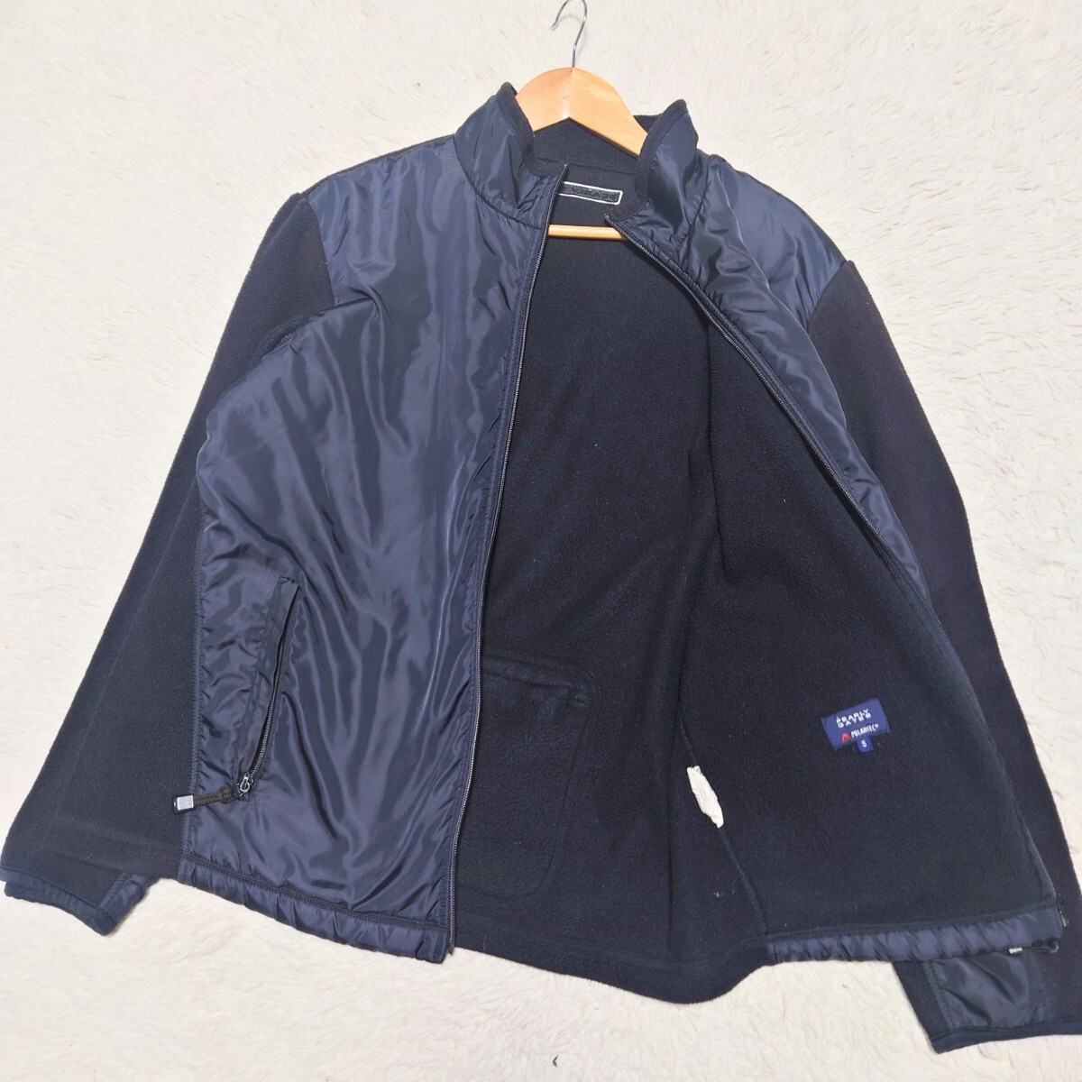 【1円〜】希少なLサイズ パーリーゲイツ PEARLY GATES ゴルフウェア フリース ナイロンジャケット ブラック バックポケット拍卖