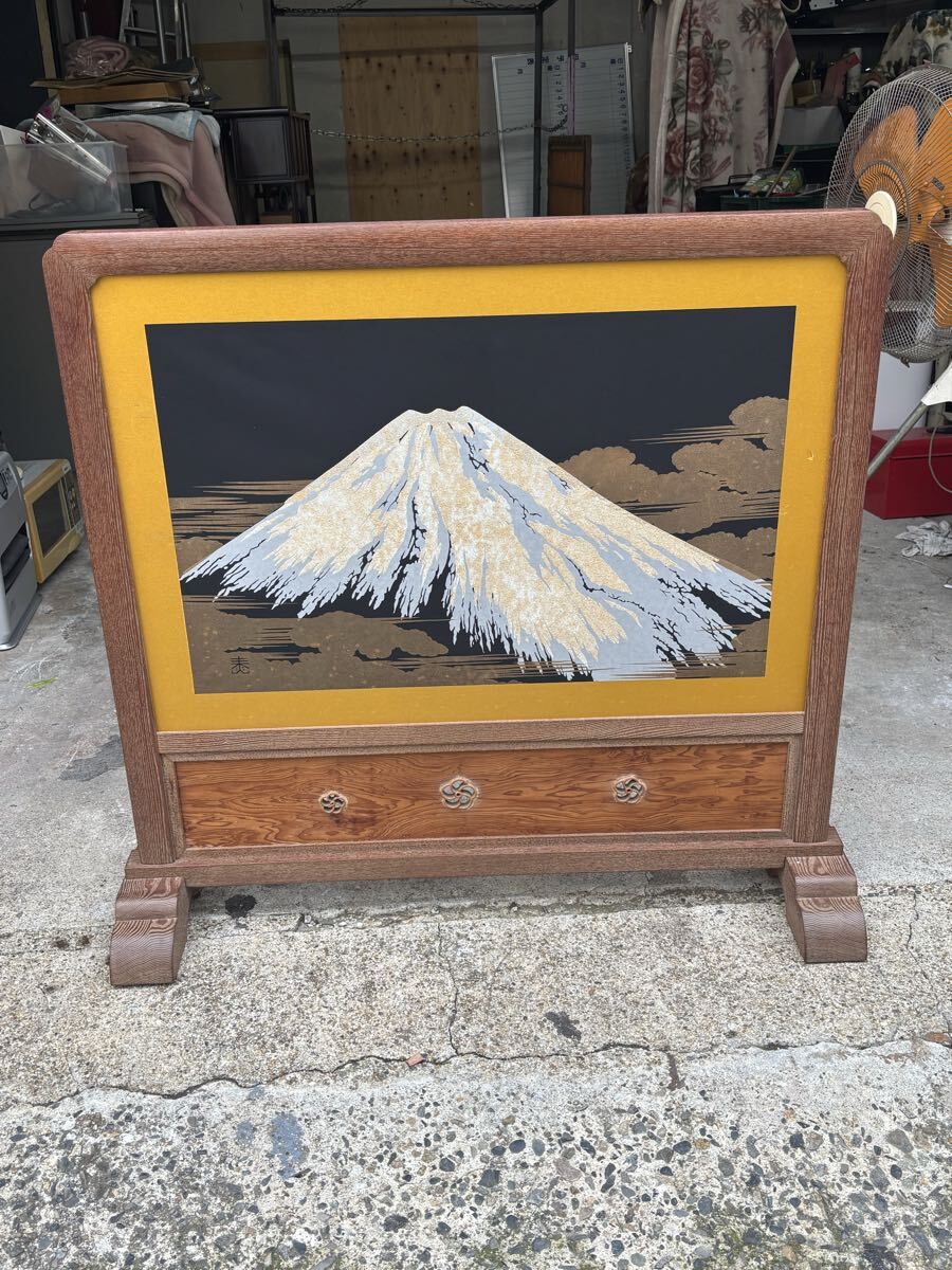 衝立 富士山 日本画 パーテーション インテリア 京都市山科区発〜 間仕切り拍卖