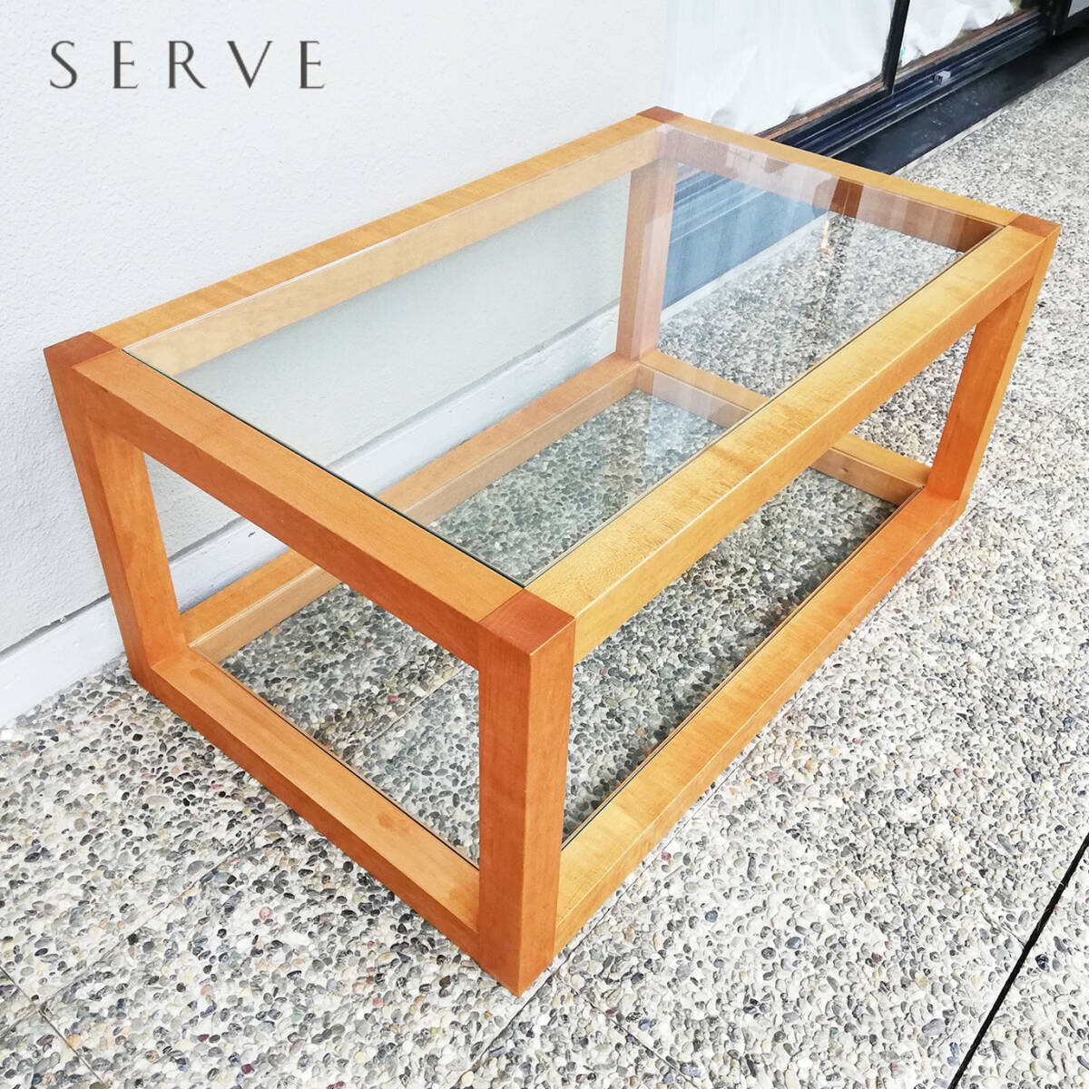 定価8.8万円ほど SERVE サーブ メープル無垢材 Glass Low Table ガラス センターテーブル シンプルモダン 北欧 アクタス ウニコ boconcept拍卖