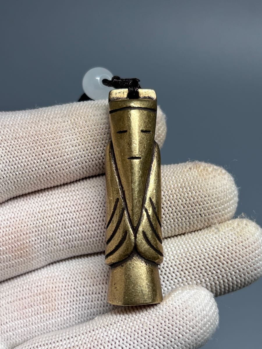 古美術 銅製 翁仲像 根付 掛け物 金属工芸 お守り 開運 縁起物 中国 拍卖