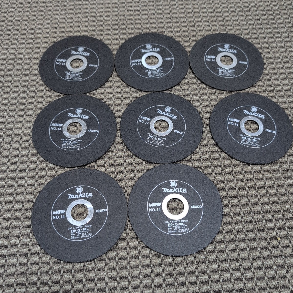 ジャンク品/長期保管品/マキタ/切断砥石/鉄工用/NO.792158-6/外径110mm厚み2.0mm穴径20mm/8枚セット拍卖