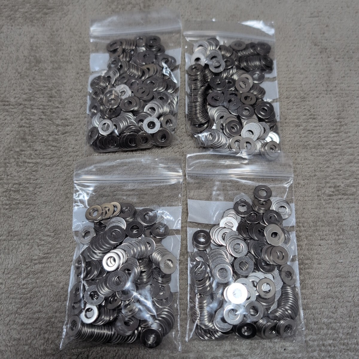 ジャンク品/長期保管品/メーカー不明/ステンレス/SUS304/丸ワッシャ/平ワッシャ/M5用/内5.5×外12.0mm×T0.8mm/1P約300本入り×4Pセット拍卖