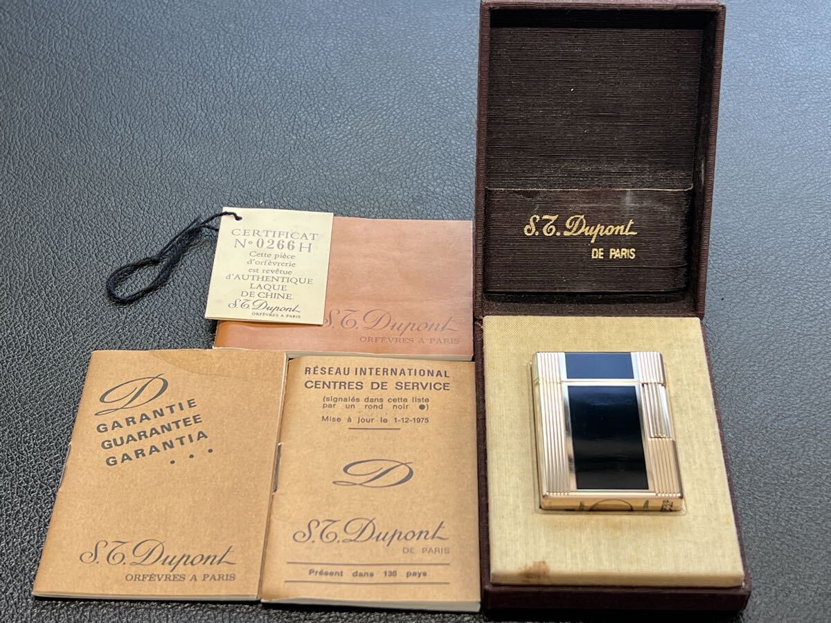 DuPont デュポン ガスライター ライン1S ブラック ピンクゴールド 箱付き拍卖