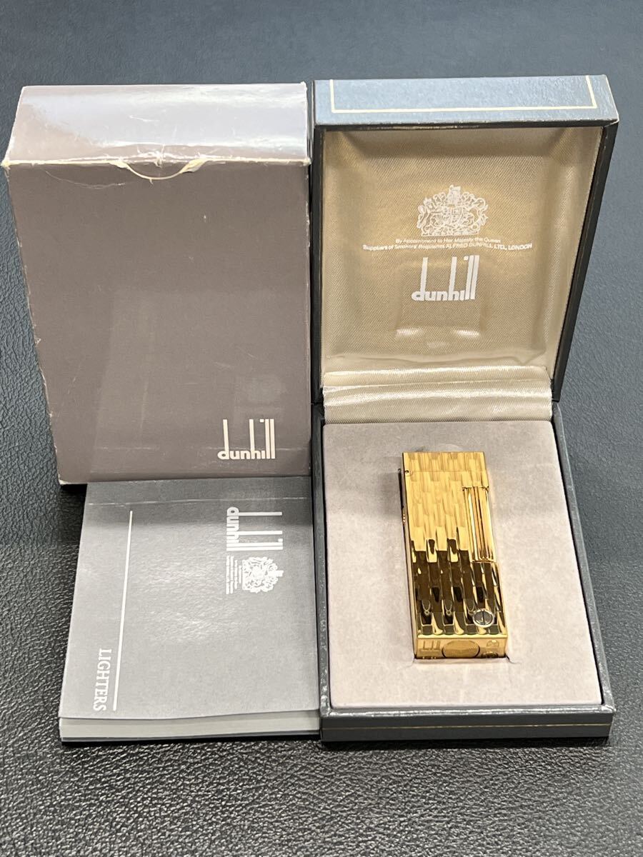Dunhill ダンヒル ガスライター ローラー式 ゴールドカラー 箱付き 綺麗です!拍卖