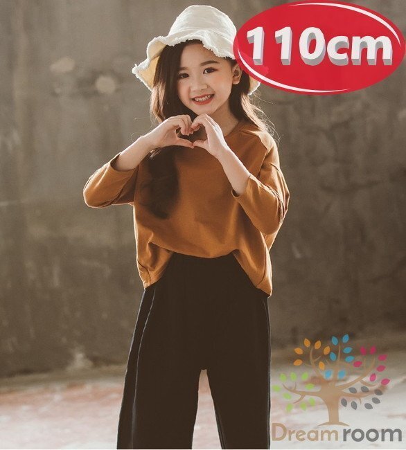 【110cm】ゆるかわ ドルマントップス&ワイドパンツ ガウチョパンツ セットアップ 子供服 女の子 韓国子供服拍卖