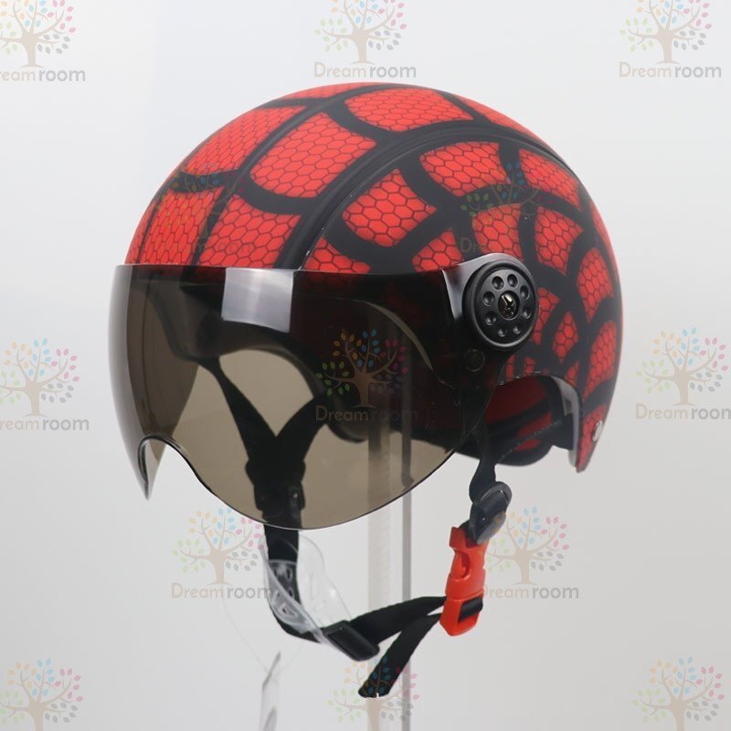【F-229-rd】キッズ用 シールド付 ハーフヘルメット子供 ヘルメット ジェットヘルメット 自転車 モーターバイク スキー拍卖