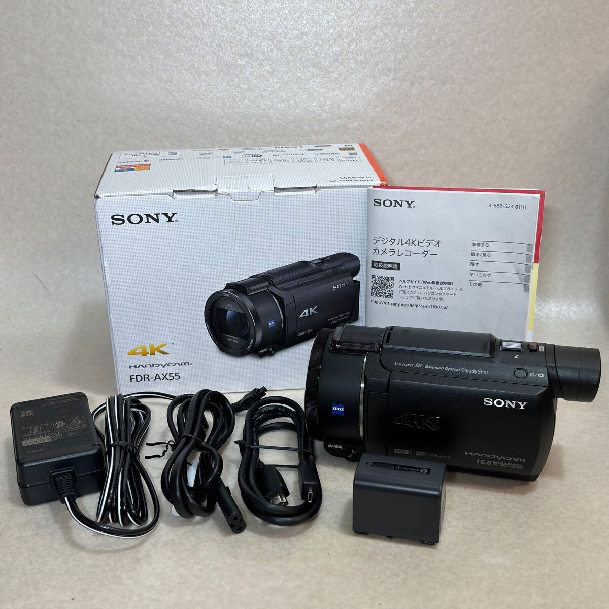 6 - 21 )外観美品 SONY FDR-AX55 デジタルビデオカメラ HANDYCAM 4K 2017年製 ハンディカム ソニー ジャンク拍卖