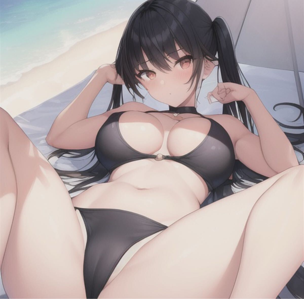 フリー素材 画像 グラビア 美女 水着 イラスト 当方オリジナル  高画質 美脚 評価集め 相互評価拍卖