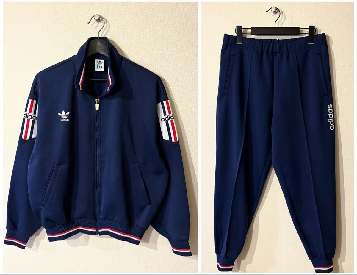 VINTAGE / adidas / トラックスーツ/ SIZE:O・L / NAVY / 80s-90s / DESCENTE /アディダス セットアップ ジャージ デサント製 トレフォイル拍卖