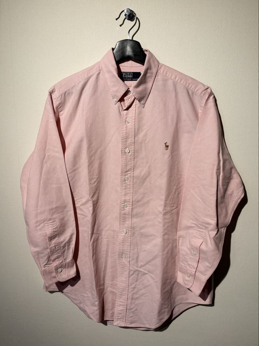 VINTAGE / POLO by Ralph Lauren / 長袖オックスフォードシャツ / SIZE:82-47(M-L相当) / PINK / HAMILTON社製 / 90s / ポロラルフローレン拍卖